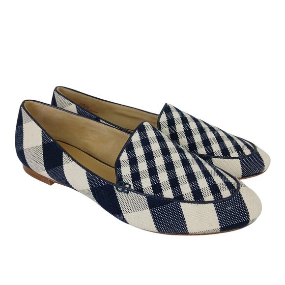 Talbots SZ 8.5 Ryan Loafers Blue Gingham Canvas - Picture 1 of 9